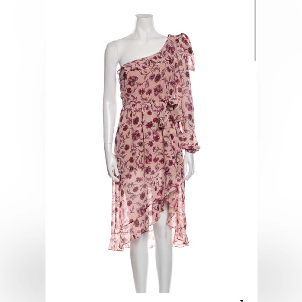NWT For Love And Lemons Pink Floral One-Shoulder Midi Dress - Picture 4 of 12